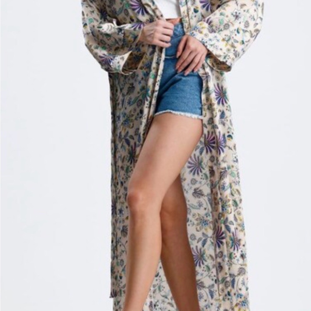 Charming Floral duster cardigan with Long Sleeves